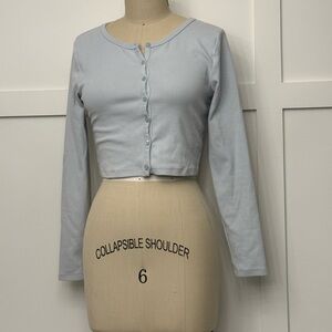 Sunday Best Sky Blue Long Sleeve Crop Top